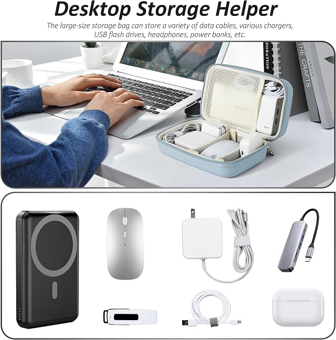 Charger Case for Macbook, Portable Tech Electronic Organizer Bag, Travel - Image 6