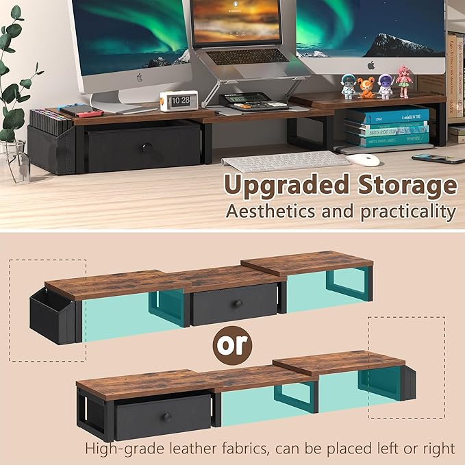 LAND·VOI Heavy Duty Dual Monitor Stand, Holds 2 Screens Up to 27 Inches - Image 3