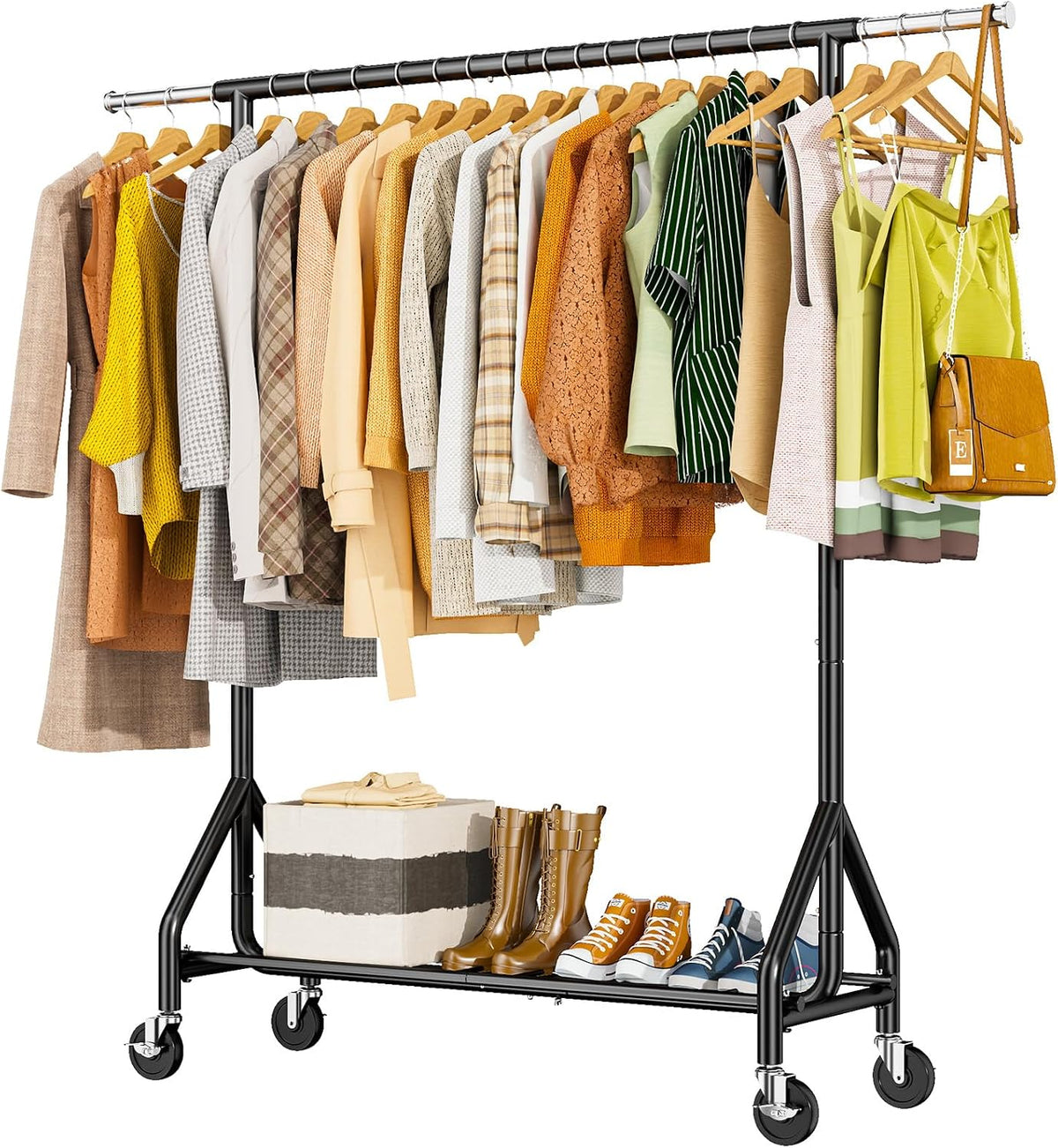 HYSEYY Heavy Duty Clothes Rack Load 450 LBS, Metal Garment Rack