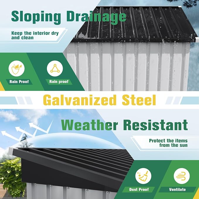 Flamaker 5x3 FT Storage Shed Waterproof Metal Garden Shed - Image 3