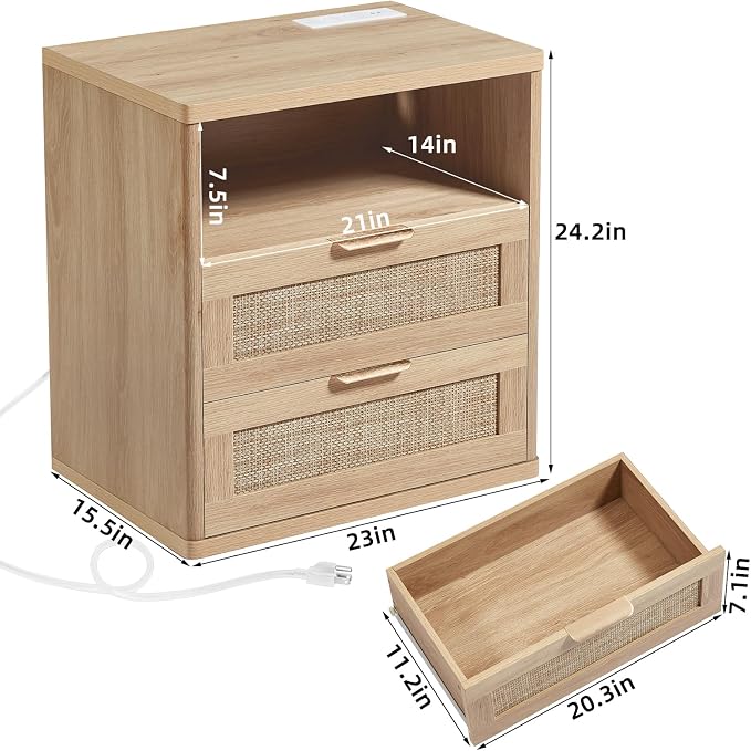 LEYAOYAO Rattan Nightstands Set of 2 - Image 3