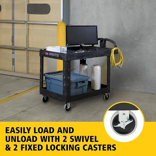 Rubbermaid Commercial Products BRUTE Heavy Duty 2-Shelf Utility/Service Cart - Image 3