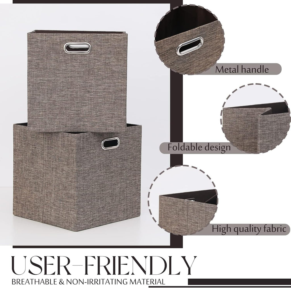13x13x13 Inch Foldable Cube Storage Bins with Metal Handles, 4 Pack