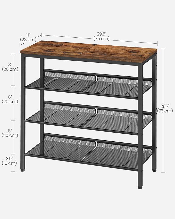 VASAGLE Shoe Rack for Entryway, 4-Tier Shoe Rack Organizer - Image 3