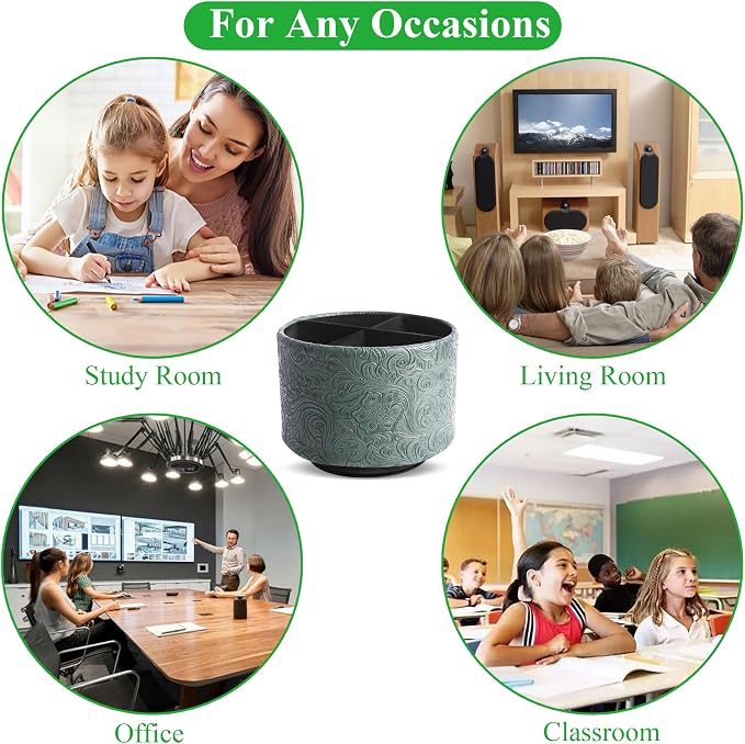 lizimandu Round Leather Art Supply Organizer, Remote Control Holder, 360 Degree - Image 8