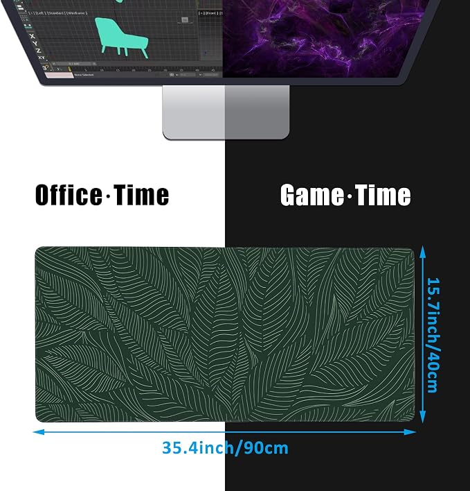 Golden Tropical Leaf Large Gaming Mouse Pad, Waterproof Desk Mat - Image 2