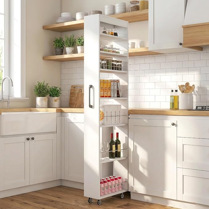 Slim Rolling Storage Cart with Wheels, 7 Tier Mobile Shelving Unit Organizer by VKTO