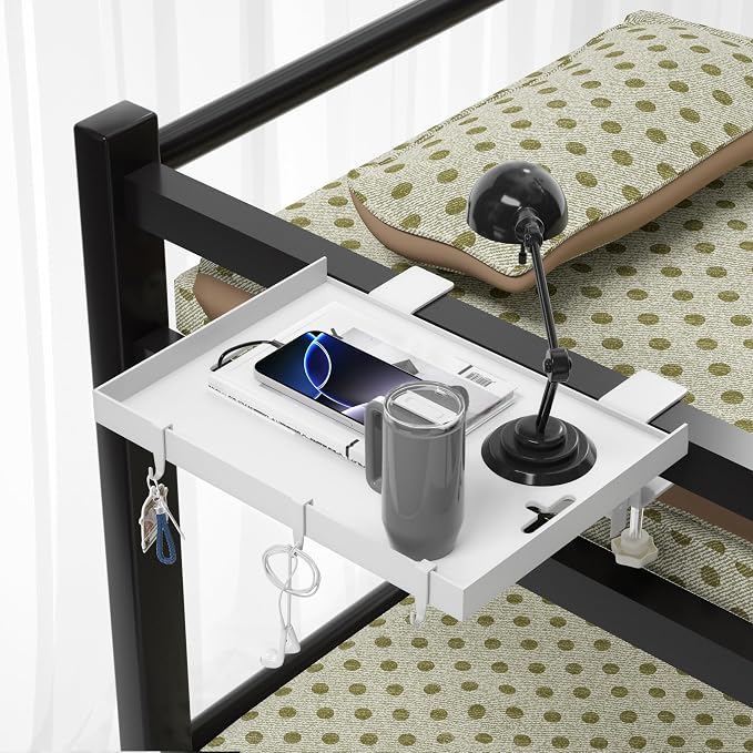 Foldable Bedside Shelf, Metal Clip-On Bed Tray Table - Image 7
