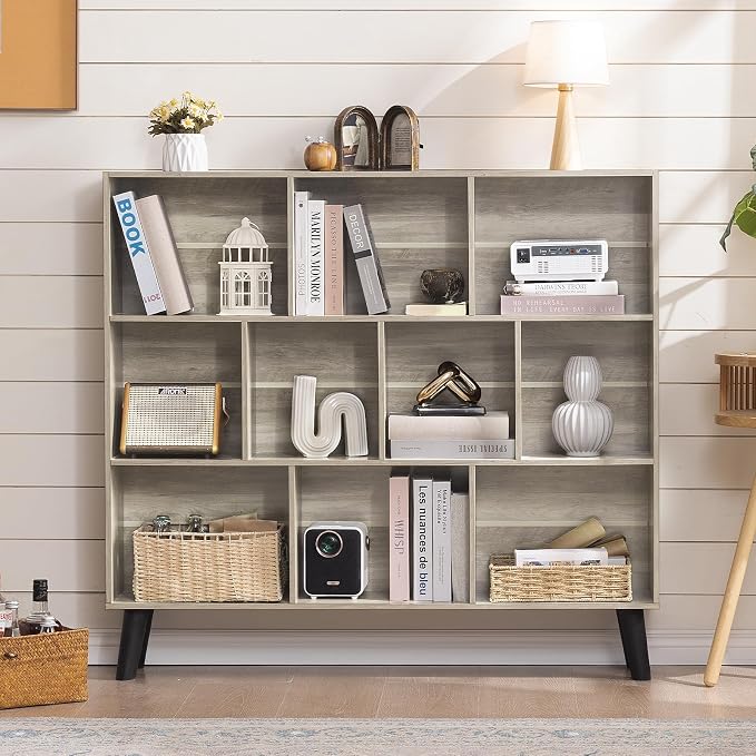LEYAOYAO 10 Cube Bookshelf, 3 Tier Modern Wide Bookcase - Image 7
