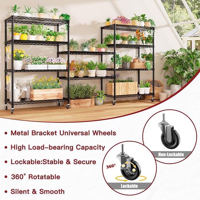 PrimeZone 74''H Wire Shelving 1250lbs 5 Tier Storage Shelves - Image 7
