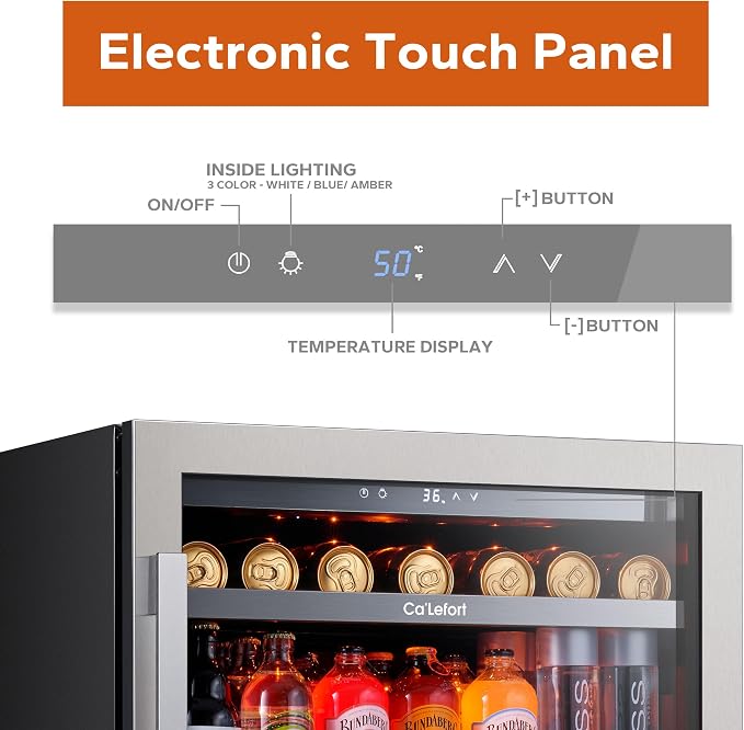 Ca'Lefort 24 Inch Beverage Refrigerator, 180 Can 34°F -54°F Beverage Fridges - Image 3