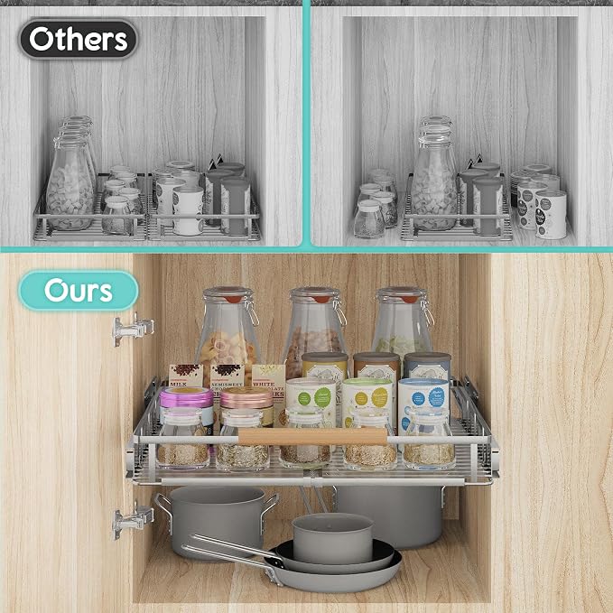 2Pack Expandable Pull Out Cabinet Organizer, Adjustable Width:17.1~28''W x - Image 7