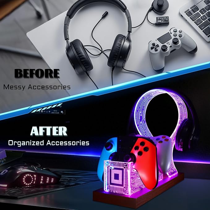 YuanDian Gamer Gifts for Teenage Boy, Desk Gaming Headset and Controller Stand - Image 5