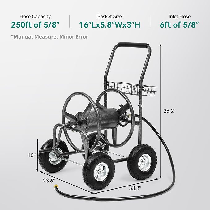 Garden Water Hose Reel Cart - 250 ft. Capacity - Image 7