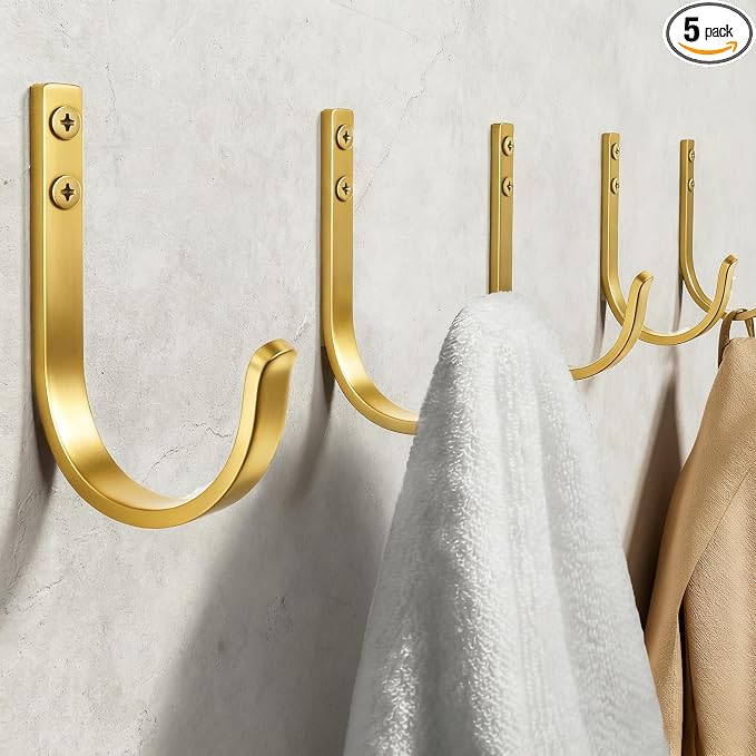 Wall Hooks for Hanging Towel/Coat - 22LB Screw in Metal Hanger Wall Mount by Josmimic