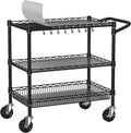 Heavy Duty Rolling Cart with Wheels, 3 Tier Commercial Grade Utility Cart by Folews