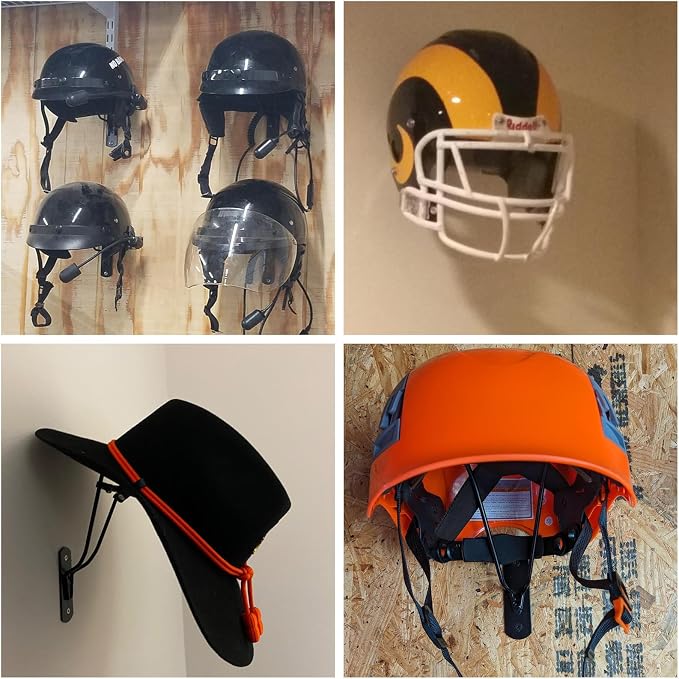 2 PCS Wall Mounted Helmet Rack Roma Helmet Holder Hook Multifunctionnal Metal - Image 7