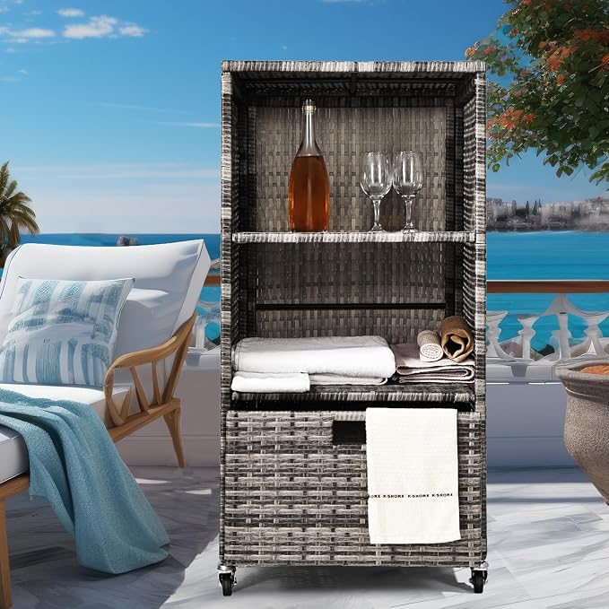 Outdoor Towel Rack for Pool Outdoor Pool Towel Storage Cabinet - Image 5