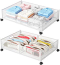 Under Bed Storage with Wheels, Foldable Metal Mesh Underbed Storage Container by Gawerk