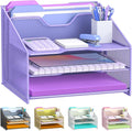 Samstar Purple Desk File Organizer, Mesh Letter File Folder Holder by Samstar