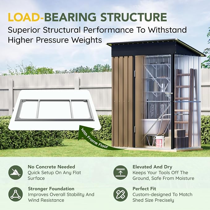 Breezz 5x3FT Vertical Outdoor Steel Storage Shed - Image 3
