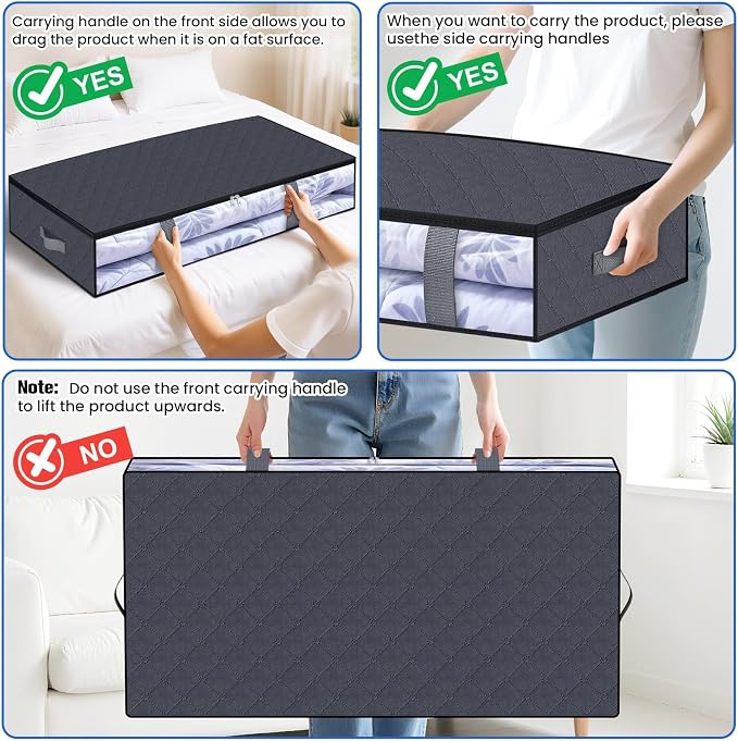 Under Bed Storage Containers, 8 Pack Blanket Storage Bags, Collapsible Storage - Image 5