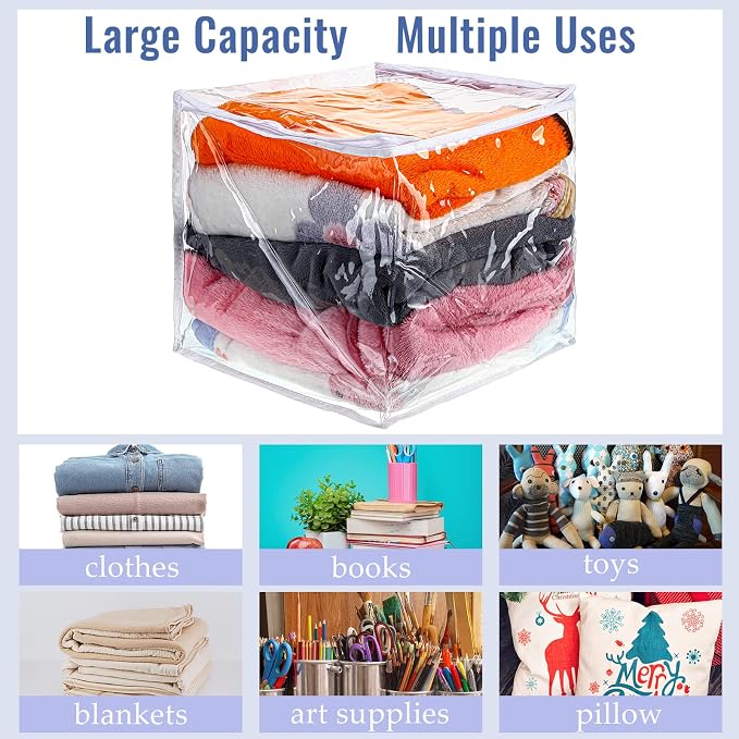 6 Packs Clear Zippered Storage Bags Sweater Moth Bags Plastic Storage - Image 6