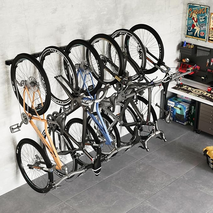 monTEK Enhanced Garage Bike Rack, Adjustable 6 Bike Hangers - Image 6