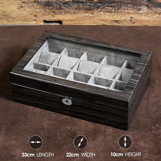 Watch Box for Men 10 Watches Storage box&Organizer Smart Watch Display Case - Image 5