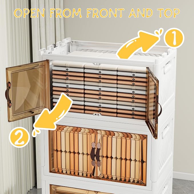 Storage Bins with Lids and Wheels, Collapsible Bathroom Storage Cabinet with - Image 5