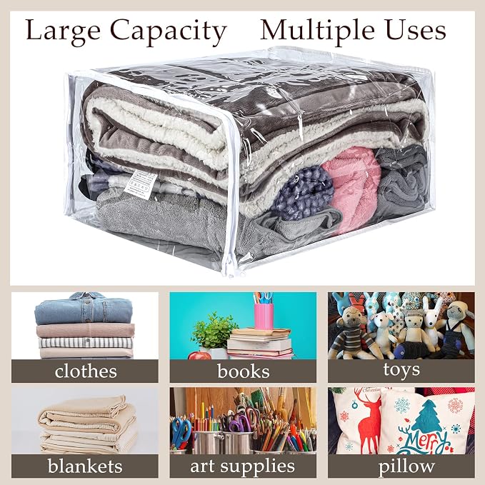 6 Packs Clear Zippered Storage Bags Sweater Moth Bags Plastic Storage - Image 7