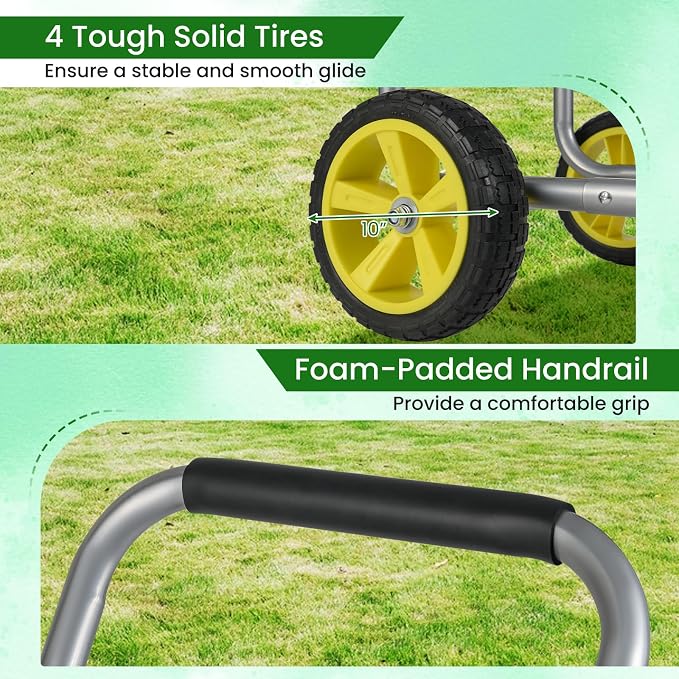 Goplus Garden Hose Reel Cart, 300 FT of 5/8" Large Capacity, Heavy-Duty Metal - Image 6