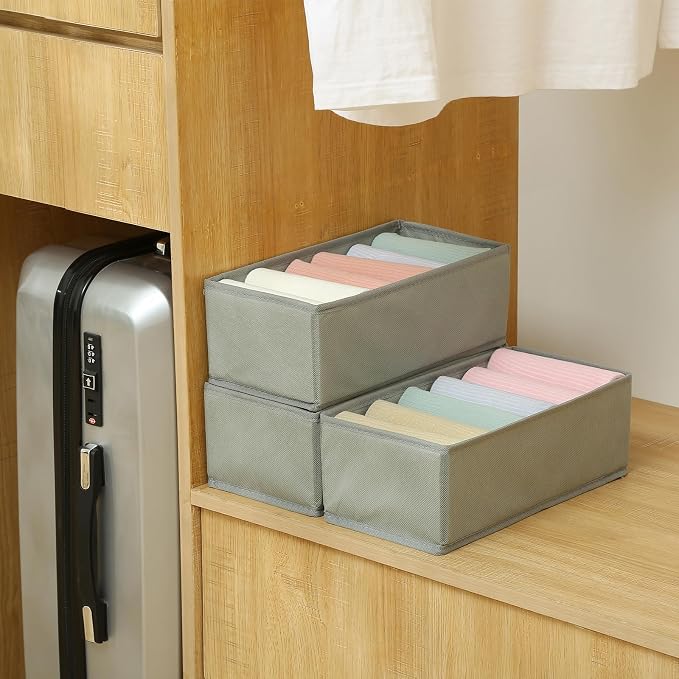Qozary 3 Pack Sock Underwear Drawer Organizer Dividers, Non-Woven Fabric - Image 5