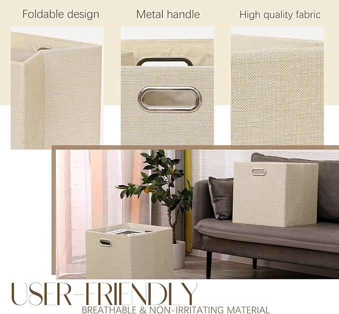 Cube Storage Bins 13×13 Inch Linen Foldable Box - Image 2