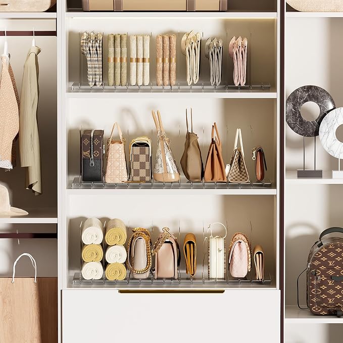 Bag & Purse Organizer for Closet Stackable Acrylic Shelf Dividers for Closet - Image 3