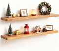 Fun Memories Rustic Elm Wood Floating Shelves, 30 Inch Wall Shelf Set of 2 by FunMemories