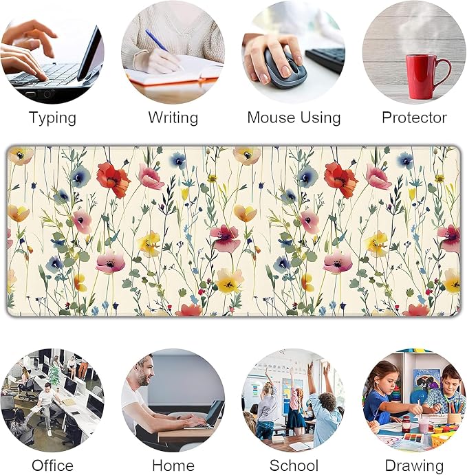 Wild Flowers Large Mouse Pad, Gaming Keyboard Desk Pad, Extended Mouse Mat - Image 7