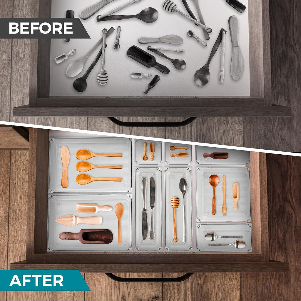 4 Pack Drawer Organizers, 3"X 9" Clear Acrylic Storage Bins
