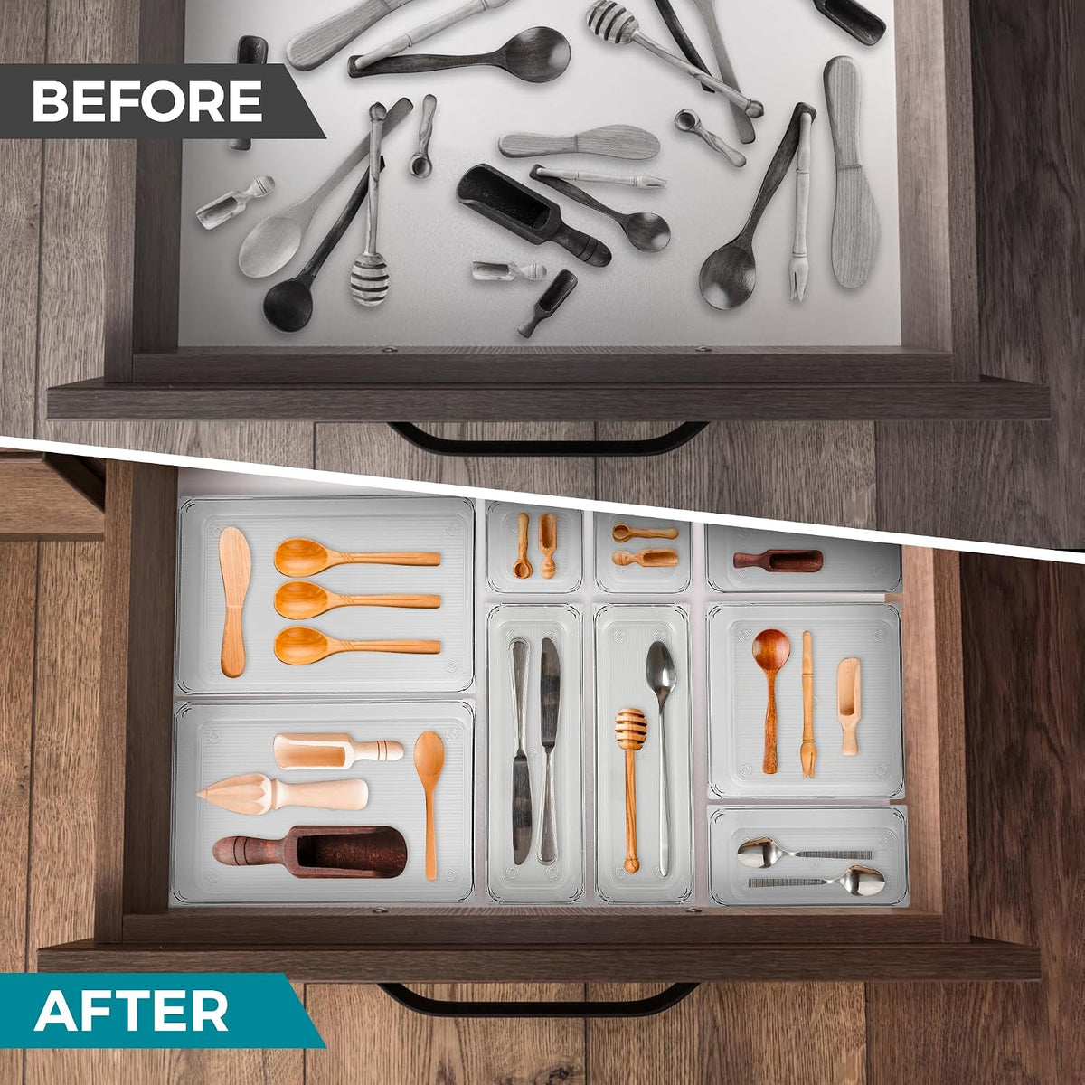 4 Pack Drawer Organizers, 3"X 9" Clear Acrylic Storage Bins