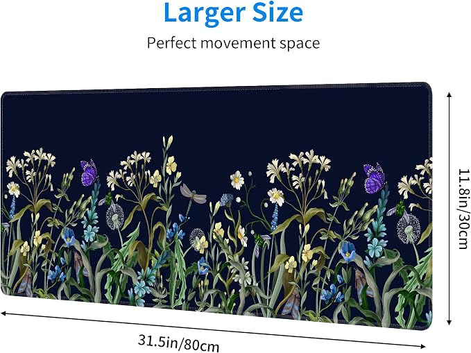 Weeds Flowers Large Mouse Pad, Gaming Keyboard Desk Pad, Extended Mouse Mat - Image 3