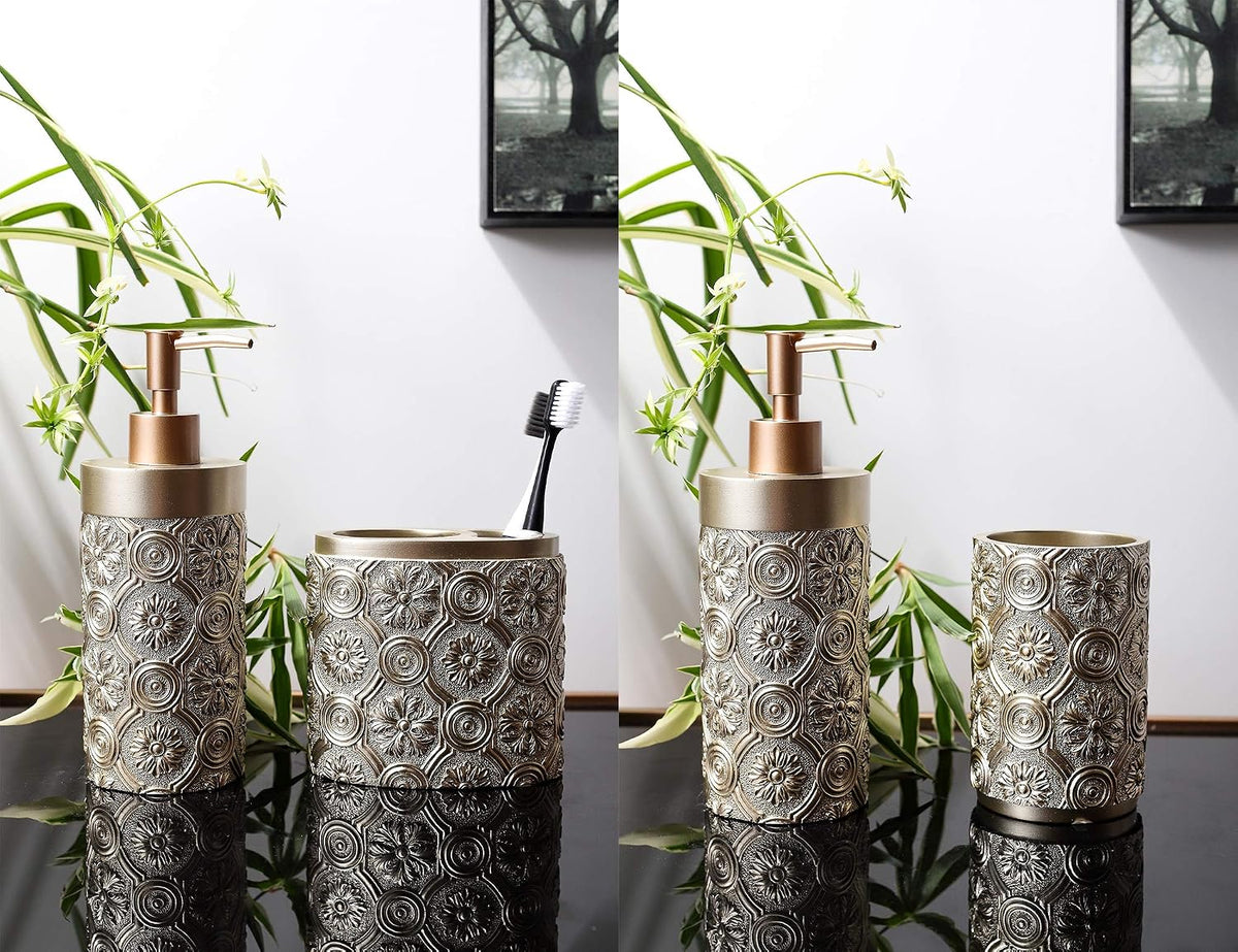 Bathroom Accessories Set,Golden Design Toothbrush Holder,Farmhouse
