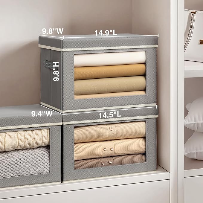 Collapsible Storage Bins with Lids, 4 Pack Closet Cubes - Image 2