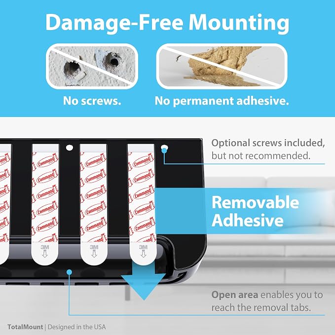 TotalMount Hole-Free Remote Holder – Eliminates Need to Drill Holes in Your Wall - Image 4