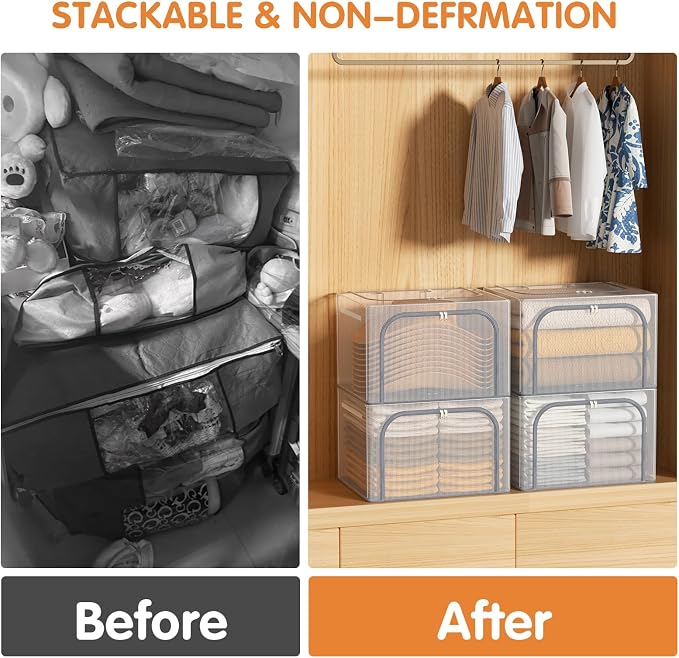 Large size 66L Fully Transparent Openings Clothes Storage Bins - Image 5