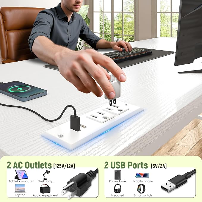 Computer Desk with Ergonomic Monitor Stand & CPU Stand, 47.2" Gaming Desk with - Image 6