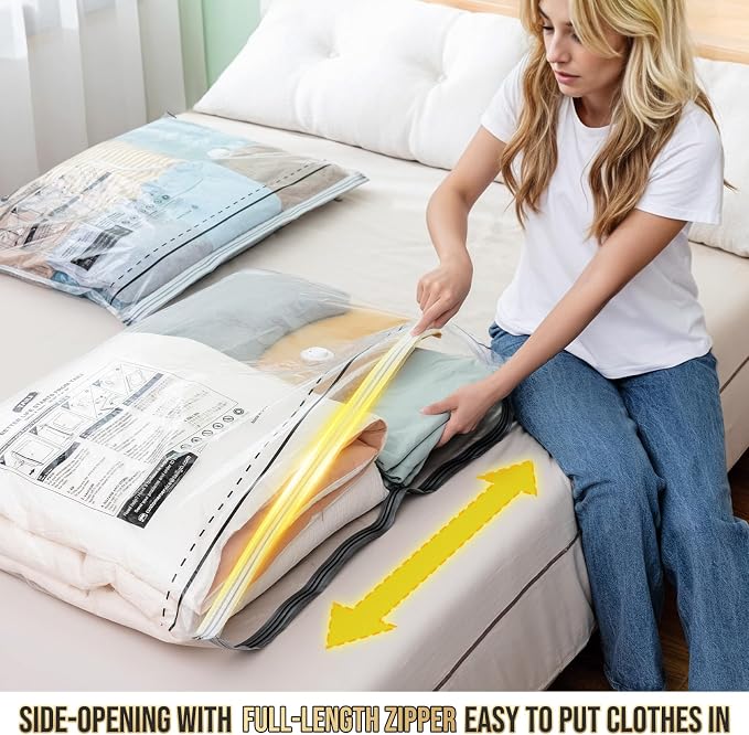 TAILI 4 Pack Vacuum Storage Bags, LONG SIDE ZIP Vacuum Seal Bags - Image 2
