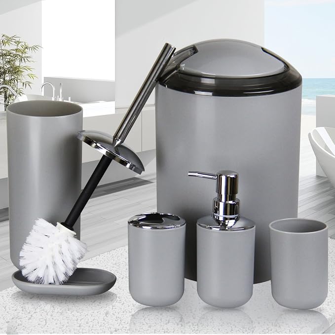 IMAVO Bathroom Accessories Set, 7 Pieces Bathroom Accessory Set, Toilet Brush - Image 6
