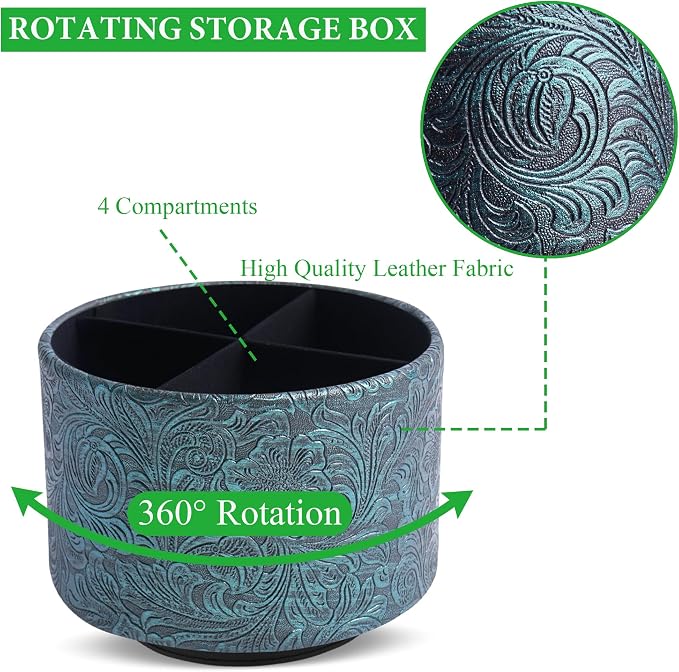 lizimandu Round Leather Art Supply Organizer, Remote Control Holder, 360 Degree - Image 3