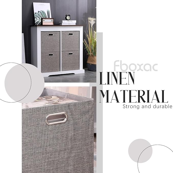 Cube Storage Organizer Bins 13×13x13 Inch, 4 Pack Collapsible Linen Fabric - Image 2