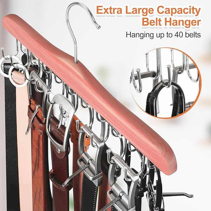 TOPIA HANGER Belt Hanger for Closet, Cedar Wooden Hangers - Image 2